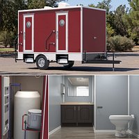 Dual Cubicle Sanitation Trailer Red