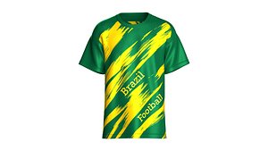 3D Men Brazil Brush Stroke Soccer Jersey model