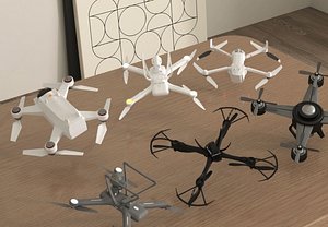 3D Quadcopter Drones Collection Aircraft Drone