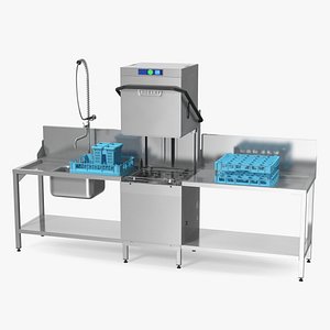 Dishwasher Hobart with Unloading Table Rigged