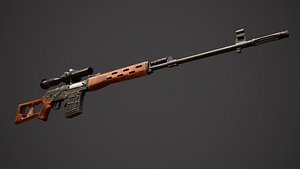 3D SVD - Dragunov Sniper Rifle Low-poly 3D model