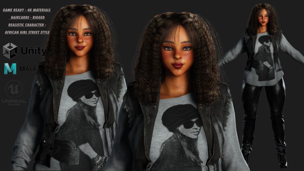 3D AAA 3D REALISTIC CHARACTER - AFRICAN GIRL STREET STYLE GTA