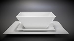 3d model square plate set