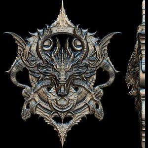 3D Dragon Head Relief No10 3D print model
