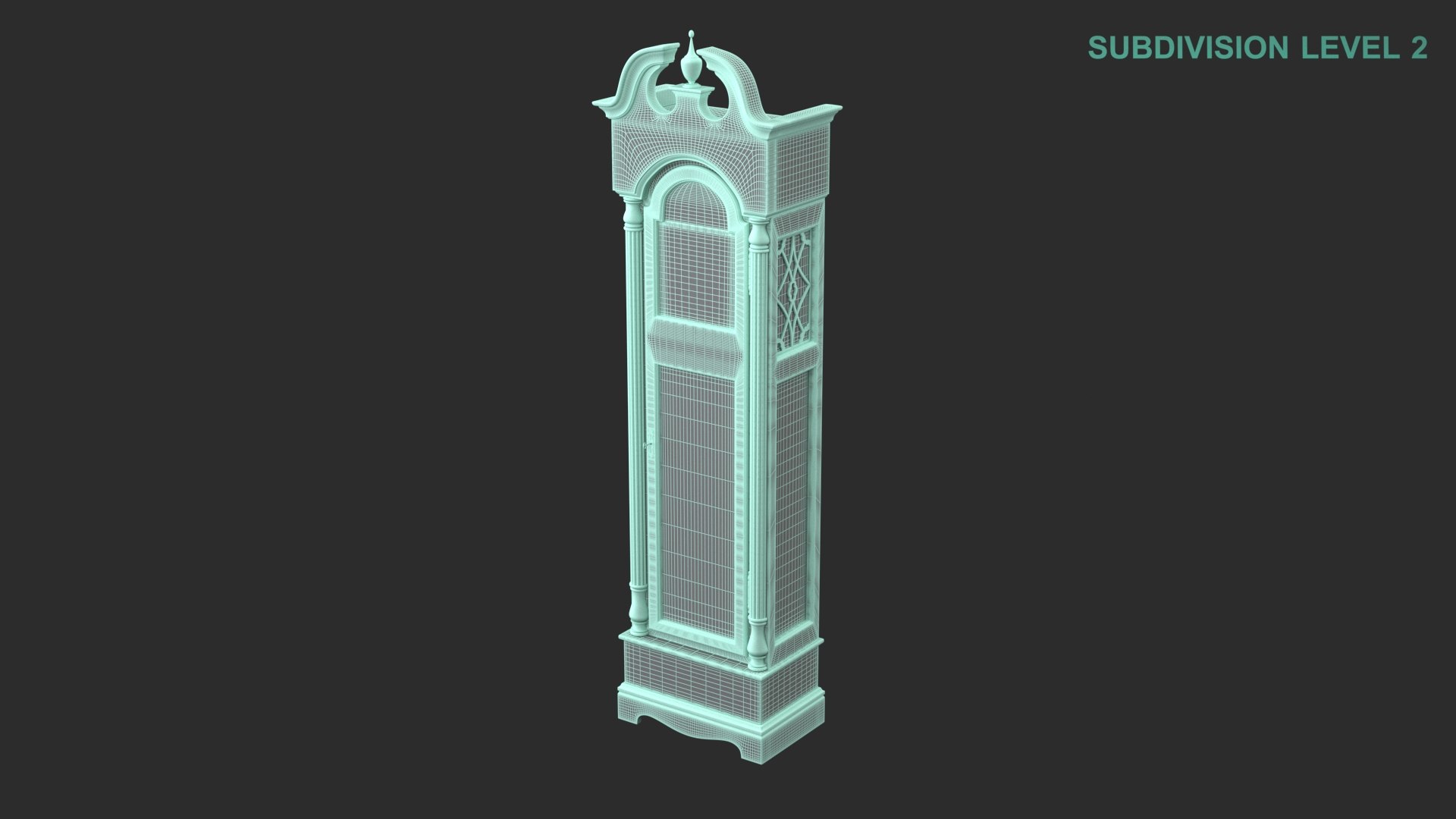 3D Grandfather Clock model https://p.turbosquid.com/ts-thumb/QM/5GfegH/1w/wireframe0001/jpg/1678040660/1920x1080/fit_q87/a4270c60e08496728360d8593f0762c7fe01316a/wireframe0001.jpg