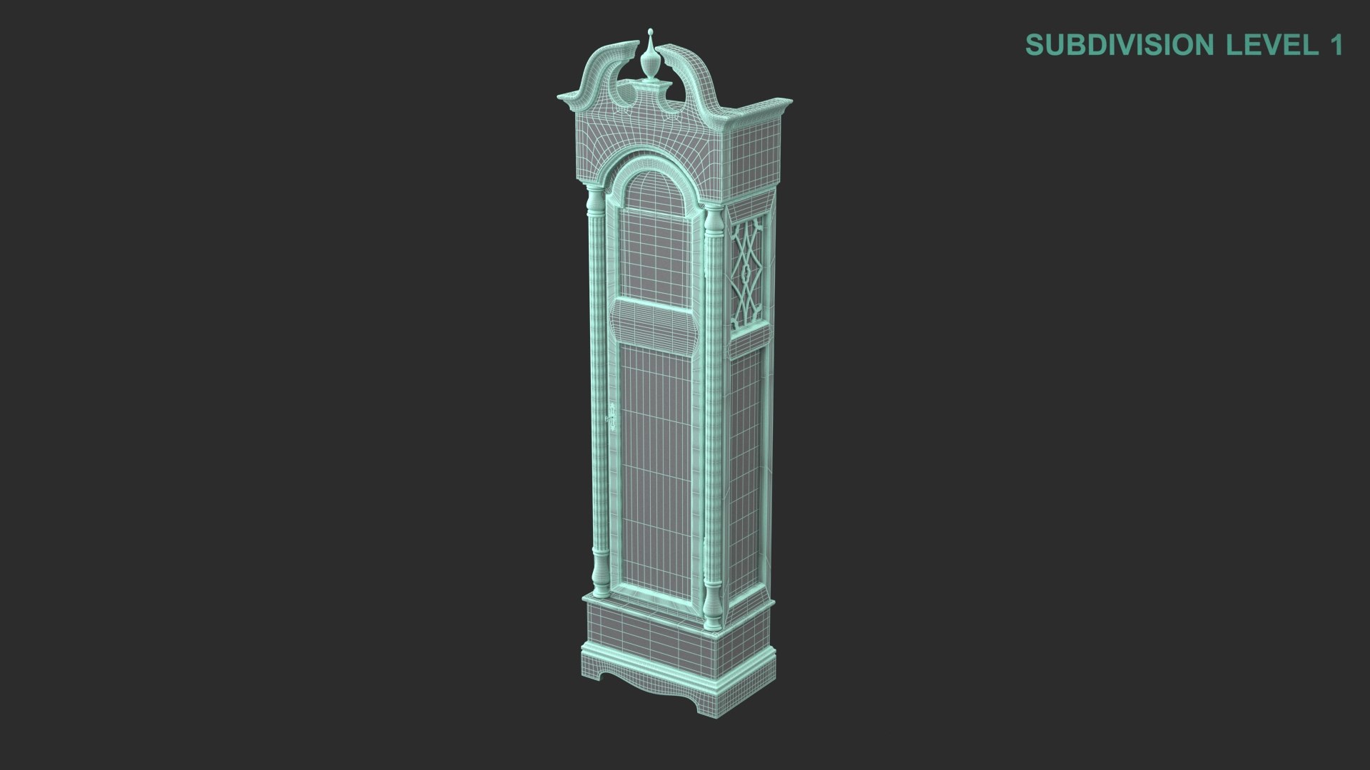 3D Grandfather Clock model https://p.turbosquid.com/ts-thumb/QM/5GfegH/rG/wireframe0004/jpg/1678040661/1920x1080/fit_q87/84ba3e9f3b122cc2ed51532f676a69cda1b5689a/wireframe0004.jpg