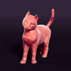 Polygonal Cat Statue - Figurine -- LowPoly