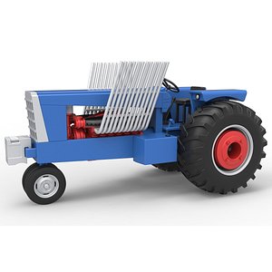 3D Vintage Pulling tractor Scale 1 to 25