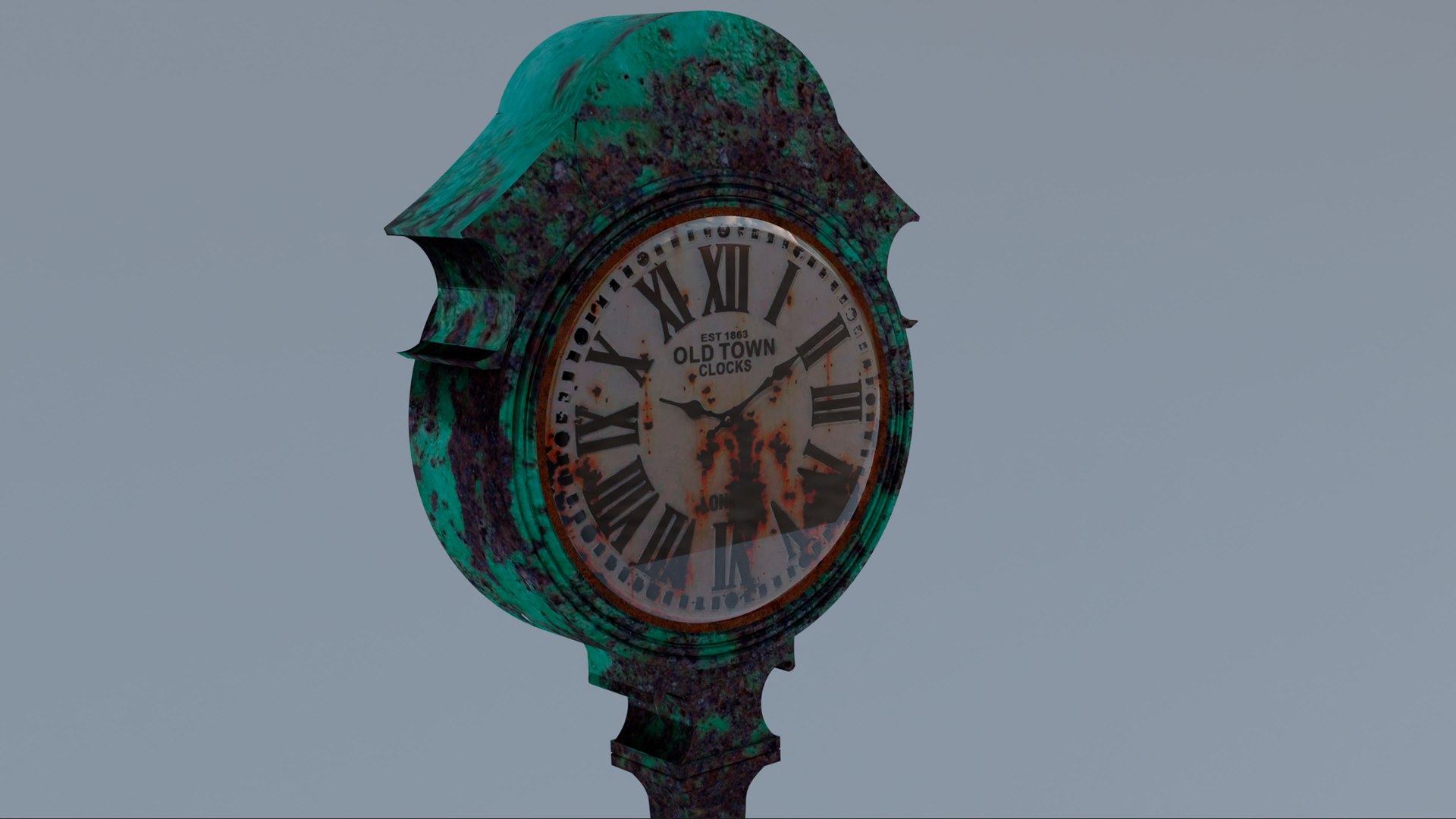 3D Model Clock Street Rusted - TurboSquid 1820624