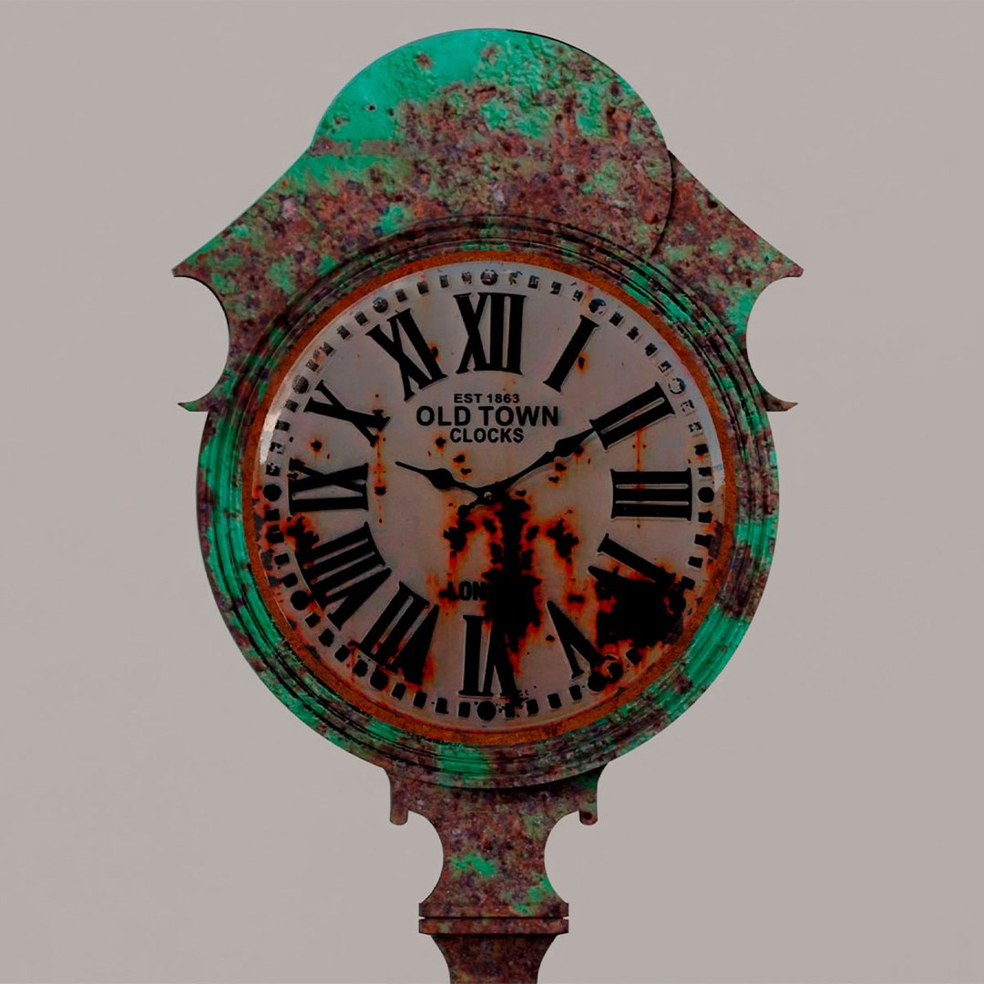 3D Model Clock Street Rusted - TurboSquid 1820624