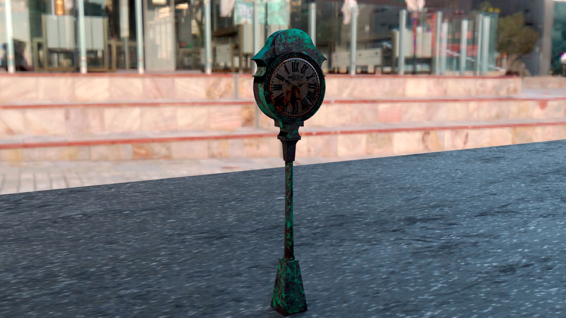 3D Model Clock Street Rusted - TurboSquid 1820624