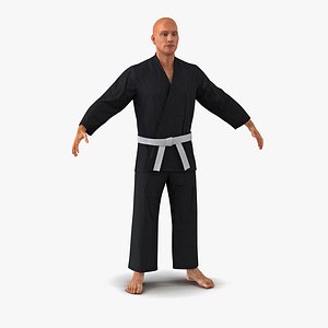 karate fighter black suit 3d model