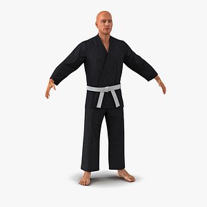 Karate Fighter Black Suit 3D Model