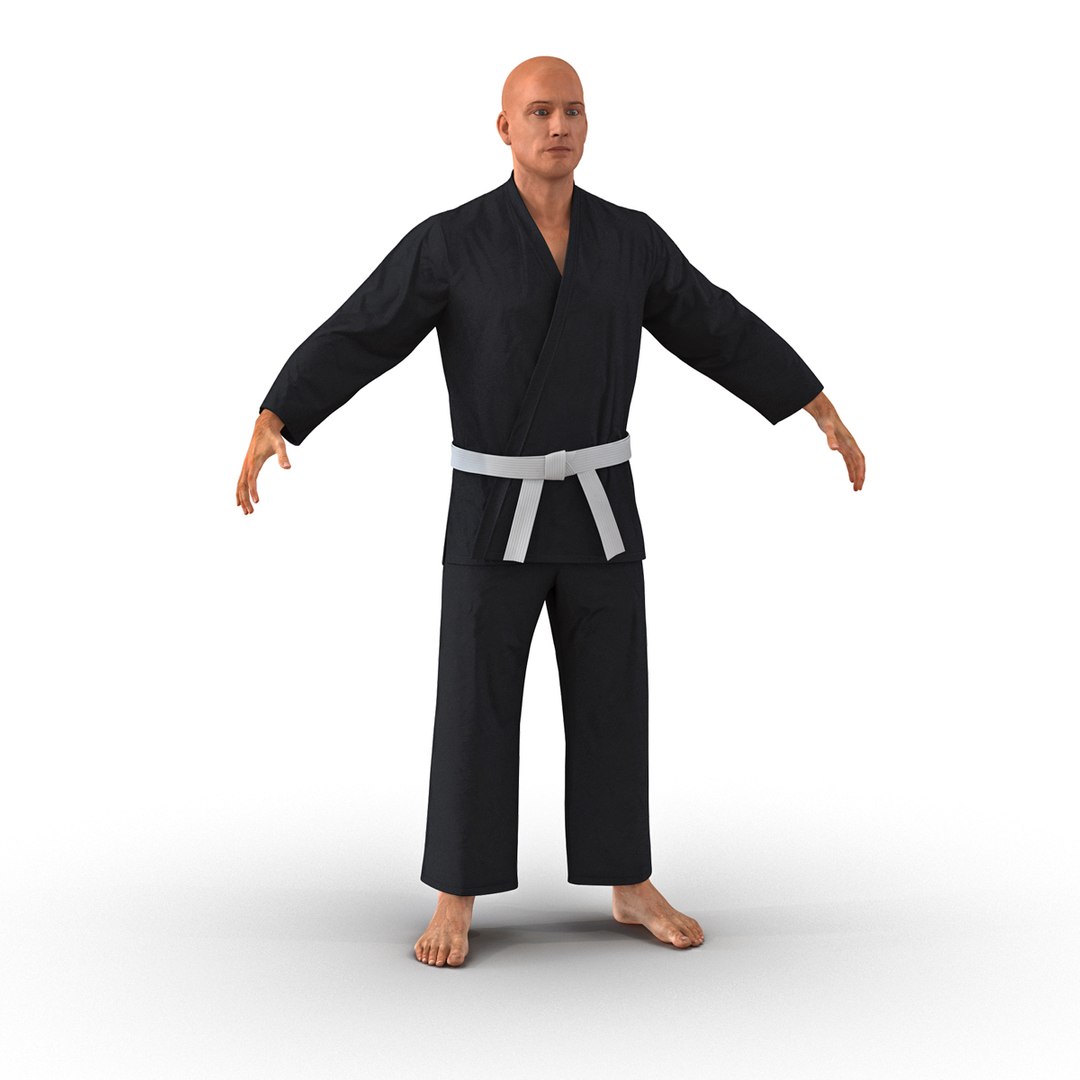 Karate Fighter Black Suit 3D Model 3D model preview