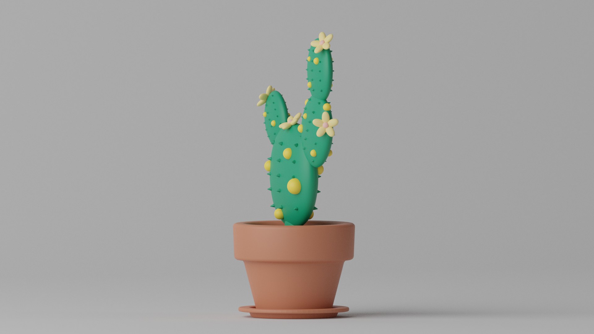 Cartoon Cactus And Pot 1 3D Model - TurboSquid 2151203