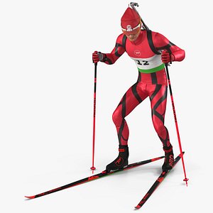3D Biathlon Skier Athlete Rigged