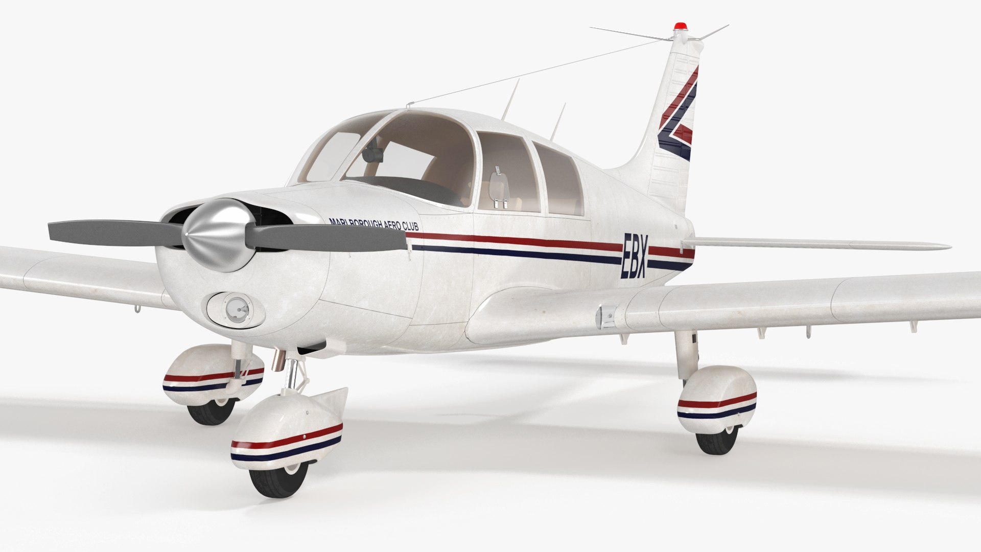 Single Engine Propeller Aircraft Piper PA-28 Cherokee 3D model preview