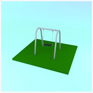 Swings seat with hanging chain Animated and Rigged 3D model