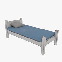 wooden painted minimalist bed