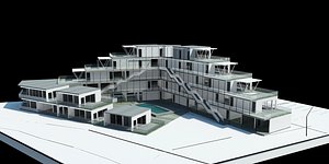3D concept building hotel apartment