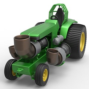 Diecast Pulling Tractor with 3 jet engines Scale 1 to 25 3D model