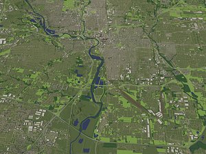 3D Columbus Ohio USA in 20 km x 20 km - city and urban