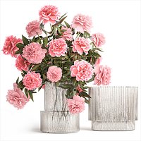 Bouquet of pink peonies flowers in a glass vase 378