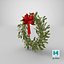 Mistletoe Wreath with Red Bow 3D