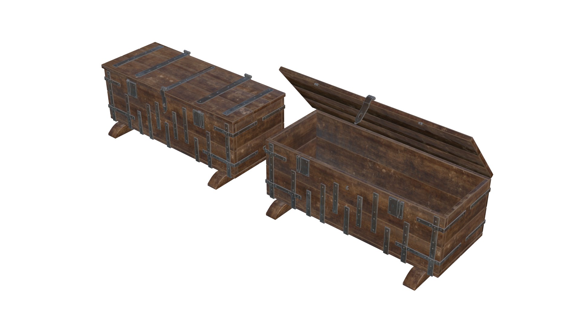 Two Antique Wooden Chests 3D Model 3D Model - TurboSquid 2301740