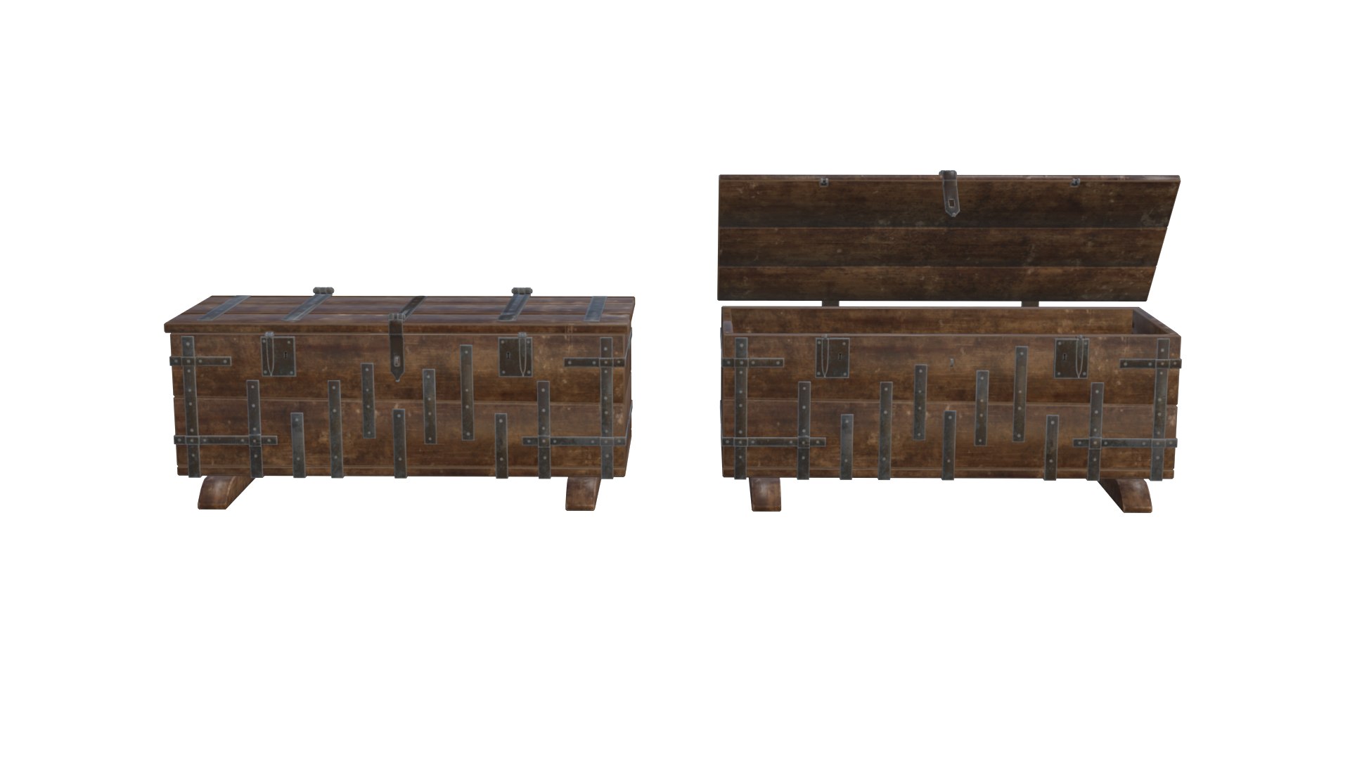 Two Antique Wooden Chests 3D Model 3D Model - TurboSquid 2301740