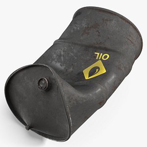 3D Industrial Drum with Bio Symbol Crushed Black