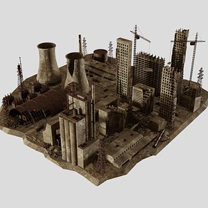 Abandoned  Post Apocalyptic destroyed factory