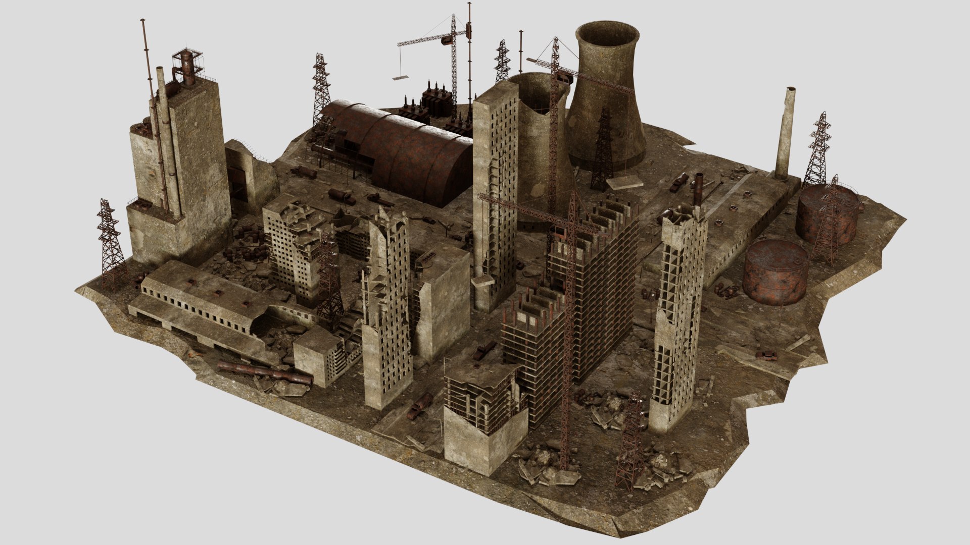 Abandoned Post Apocalyptic Destroyed Factory Model - TurboSquid 1725273