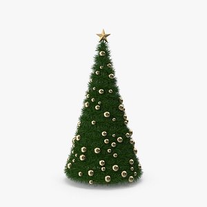 Christmas Tree with Golden Balls 3D
