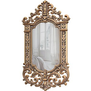 Classic French Bronze Antique Fireplace Makeup Wall Mirror 3D model 3D model