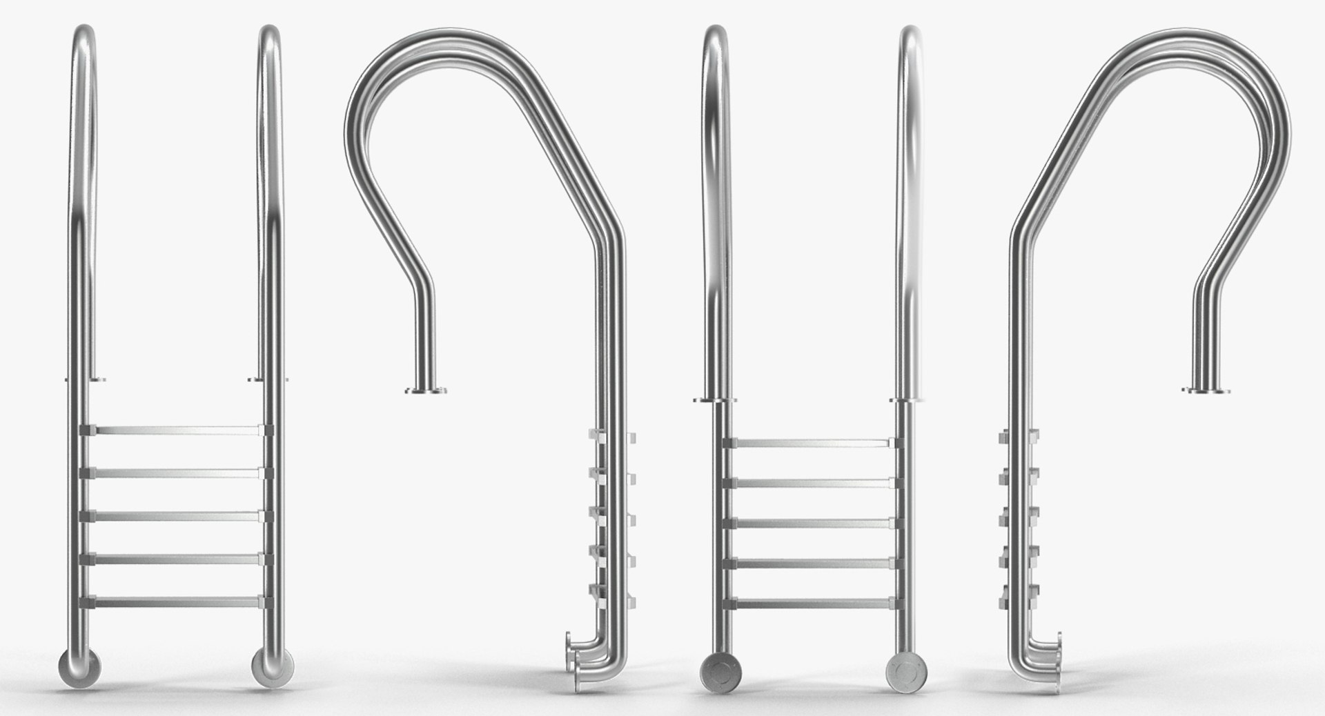 3D steel swimming pool ladder model - TurboSquid 1226675