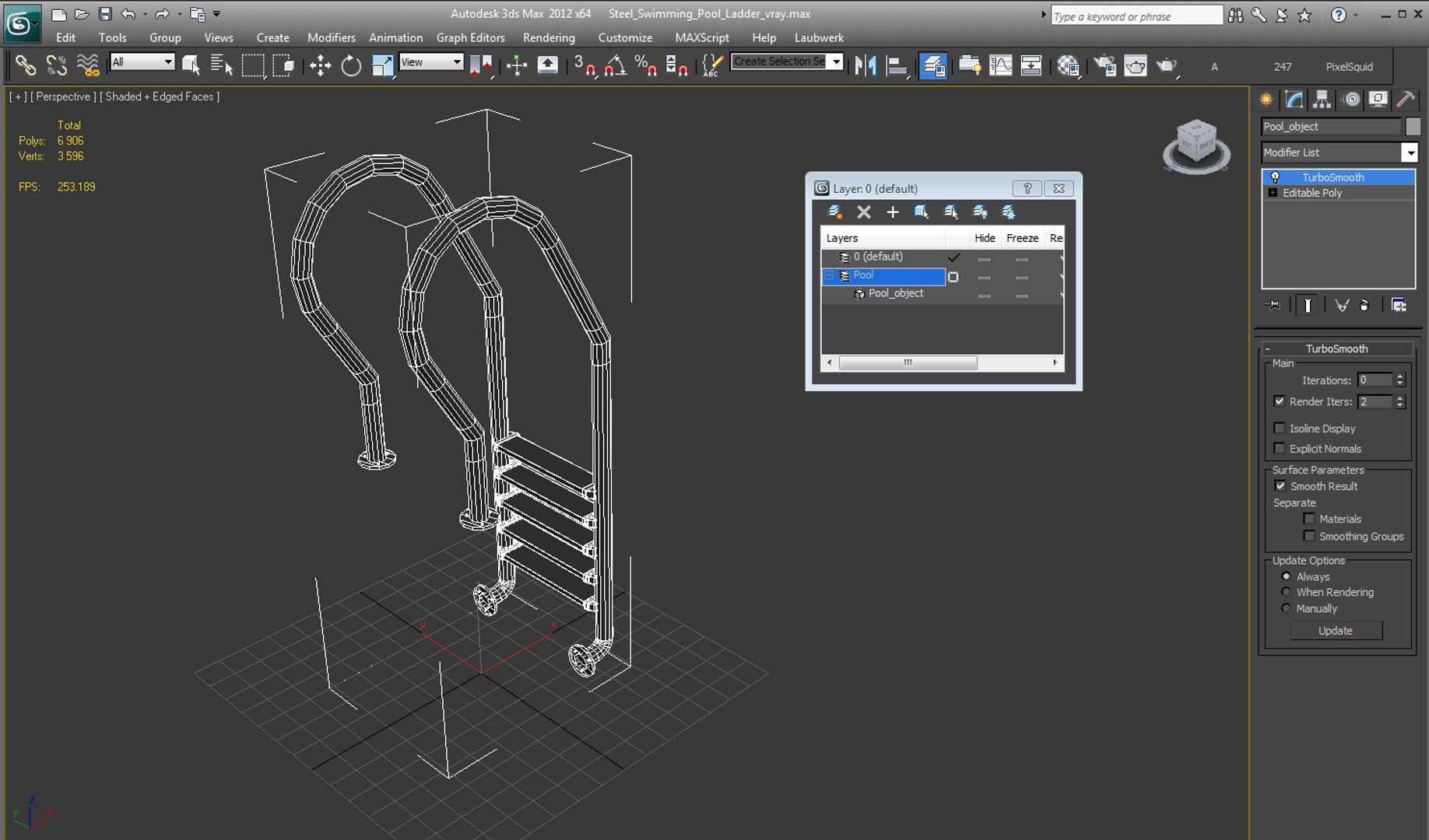 3D steel swimming pool ladder model - TurboSquid 1226675