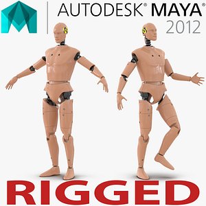 Male Crash Test Dummy Rigged for Maya 3D Model