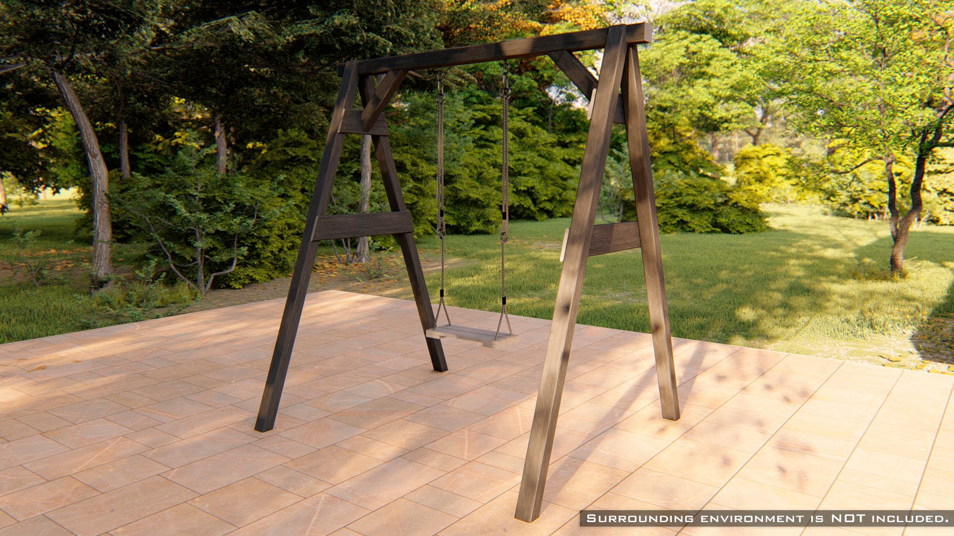 3D classic wooden swing ropes - TurboSquid 1586060