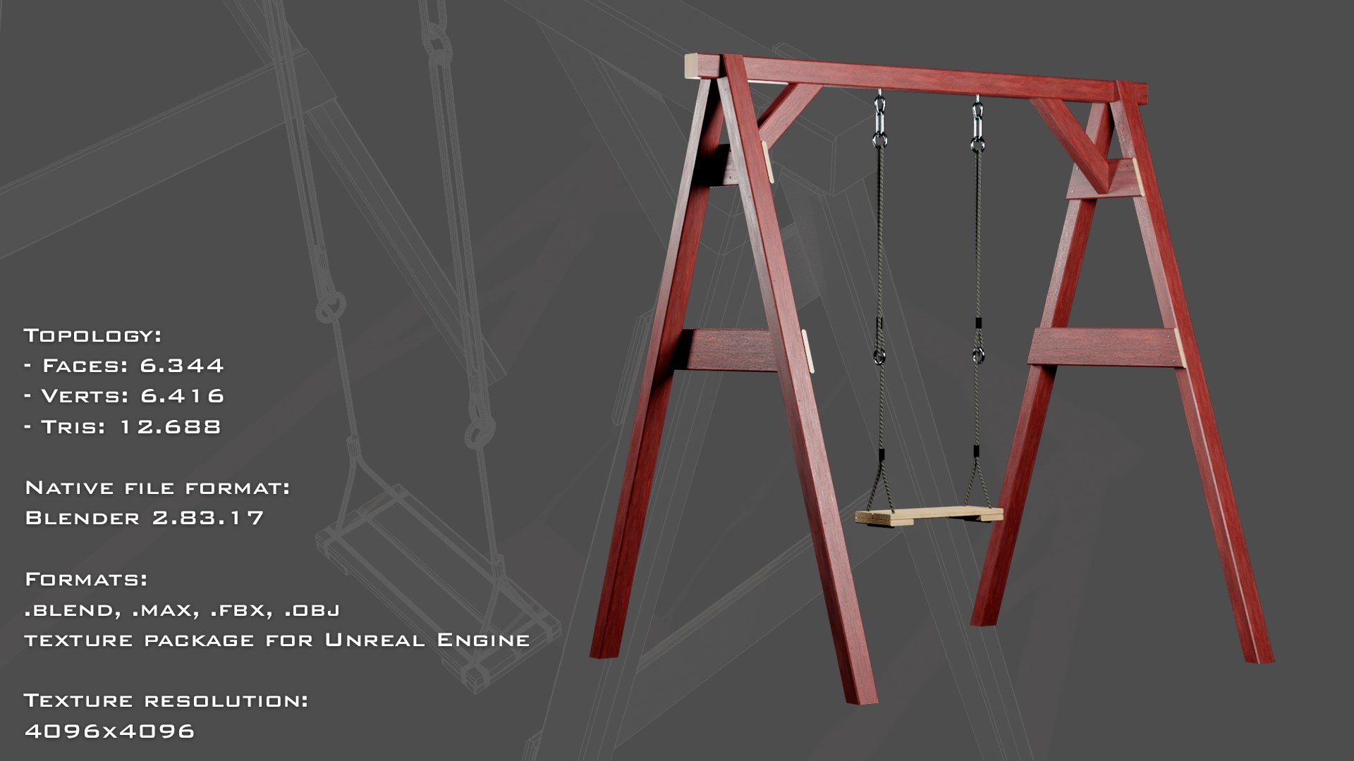 3D classic wooden swing ropes - TurboSquid 1586060