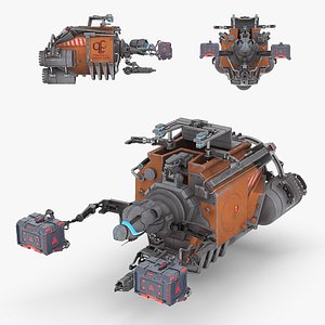 Futuristic Spacecraft with Mechanical Arms and Sci-Fi Container