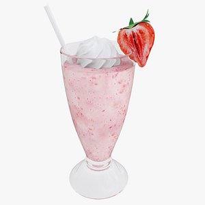 3D Strawberry milkshake model