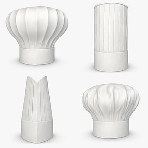 realistic chef hat set 3d model