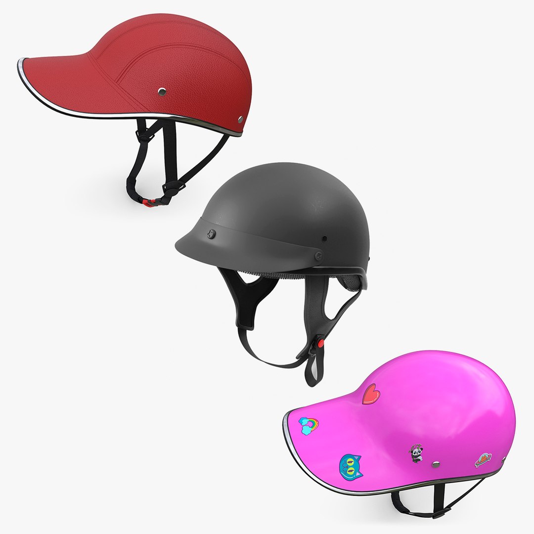 Safety Motorcycle Helmets Collection 3D model preview