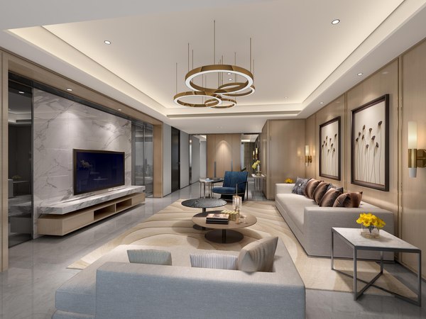 54- Modern luxury living room 3D