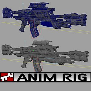 3d rifle scifi rigged model