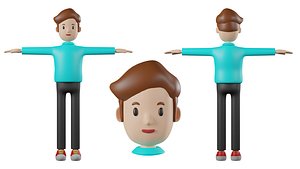 Cute Young man Character 3D Model