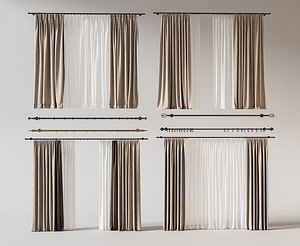 Double Panel Curtains Set Curtain Rod