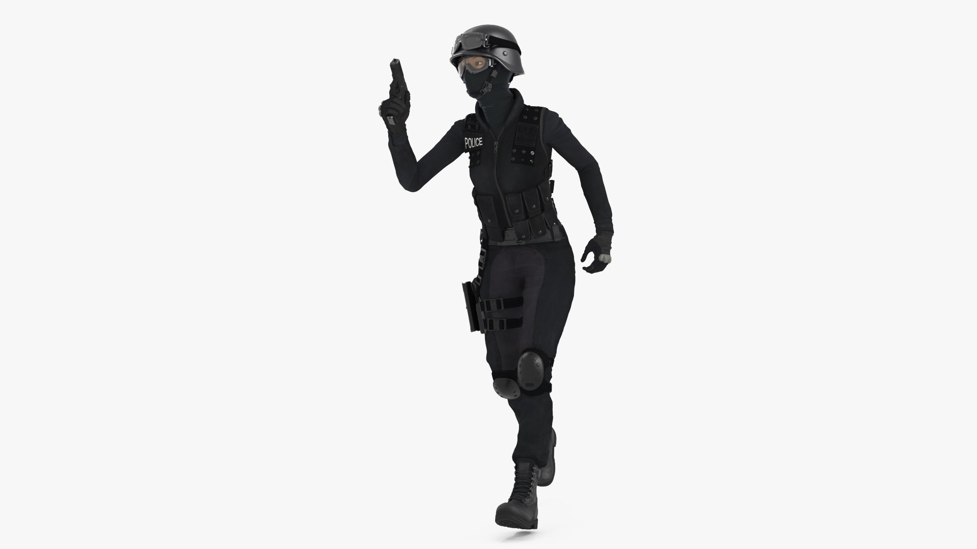 Female Military Swat Asian Rigged for Cinema 4D 3D model preview