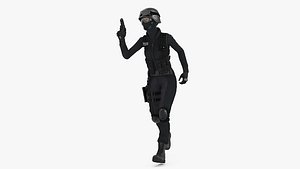 3D Female Military Swat Asian Rigged for Cinema 4D